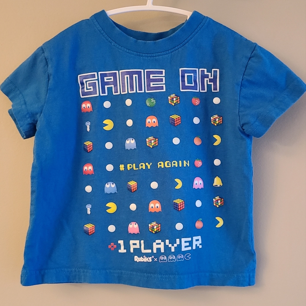 Rubik's/PAC-MAN blue short sleeved tee shirt